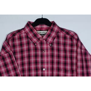 Wrangler Riata Men's XLT Fuschia/Red Plaid Button Up Shirt